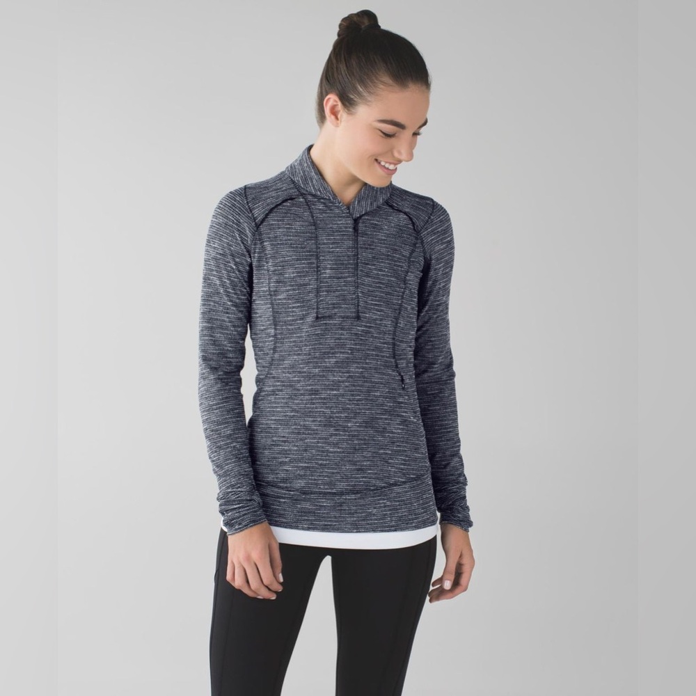 Lululemon Think Fast Pullover Coco Pique Black / Black Small